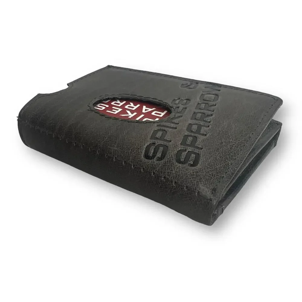 Spikes and Sparrow Austin Retro Gray Leather Snap Trifold Wallet RFID Protected